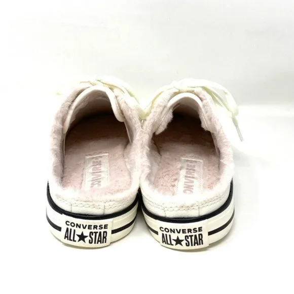 đź’–MEGA SALEđź’–Converse Womens 569547C CTAS DAINTY Mule Slip Egret Faux Fur Sand - Picture 4 of 10